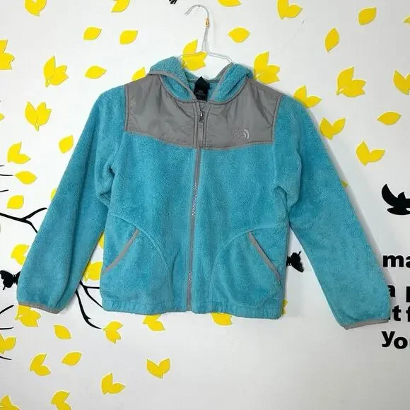 The North Face Big‎ Girl’s Full Zip Fleece Jacket Size Medium 10/12 Turquoise - Picture 3 of 13